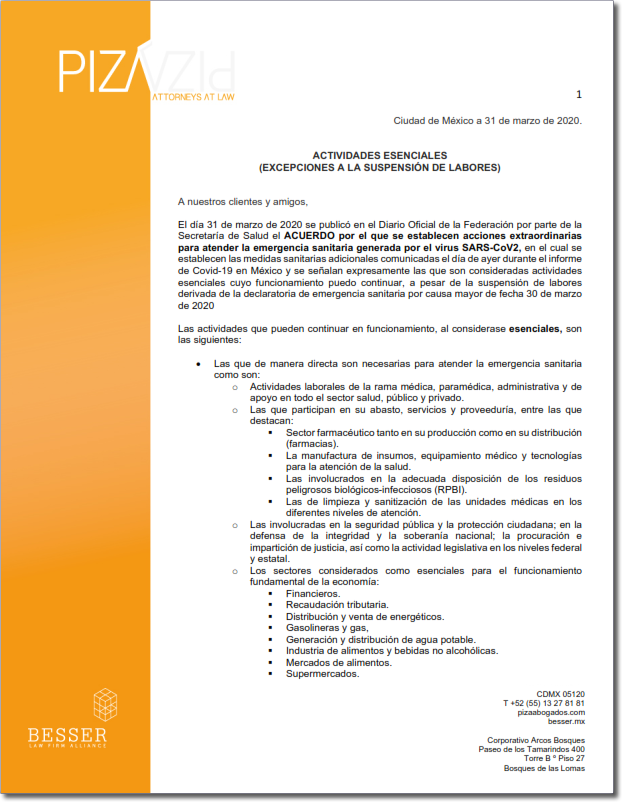 BOLETIìN- Actividades Esenciales (Covid-19)