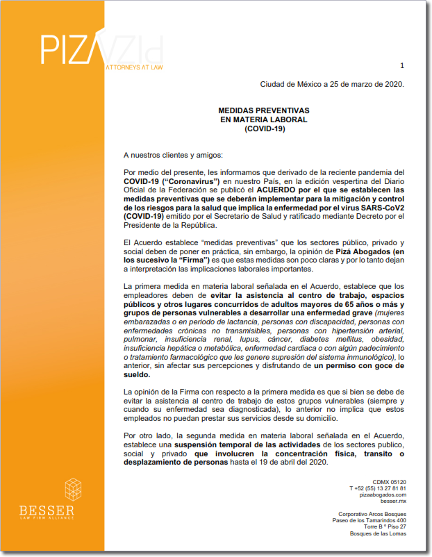 BOLETIėN- Medidas Preventivas en Materia Laboral (Covid-19)